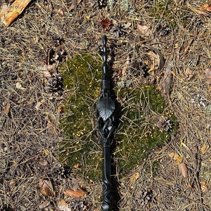Völva Staff with two leaves and four rings Handmade Staff of the Vǫlur Völva Wand Asatru Witch Staff Gift Magic Wands Viking Norse Shaman