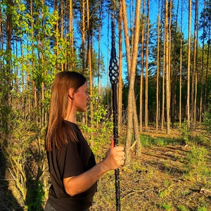 Long Shaman Staff Druid walking wizard Handmade Staff Völva Wand Witch Viking Magic