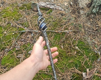 Wand with a stone Handmade Wand Volva Wand Asatru Witch Staff Gift Magic Wands Viking Norse Shaman Wand Wiccan Wand Wizard Wand Hazel wand