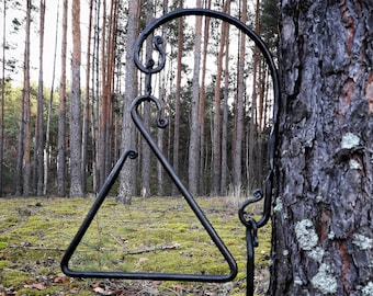 Hand Forged Dinner Triangle  Bell Chow Bell Metal Art Outdoor Decor Gift Chime Gong