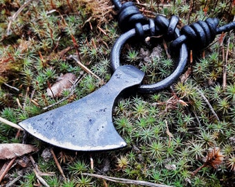 Hand Forged Brodex Axe Pendant Viking Norse Nordic Asatru Rune War Axe Battle Ready