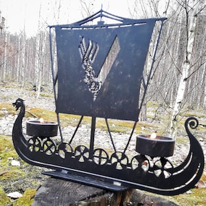 Drakkar Viking Ship Candleholder Norse Nordic Odin Thor Father Day Gift Asatru Gift Personalized Gifts for dad Decor