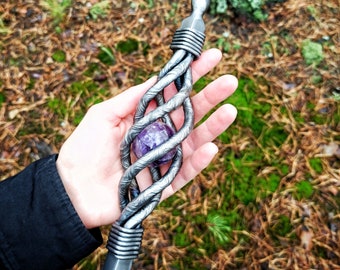 Staff Handmade Volva Amethyst Velur Staff Asatru Gift Magic Wands Viking Scandinavian Religion Shaman Personalized staff gift