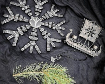Gift Set Wall Decor Aegishjalmur + Drakkar Candlestick + Mjolnir Tiwaz Viking Gift