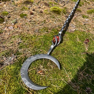 Moon Staff Short Druid walking Witch Lunar Wand Magic Sorcerer Sickle Scythe Cosplay Prop