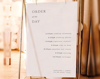 Minimalist Wedding Order of Events Sign Template (Digital Download)