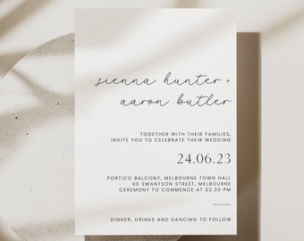 Modern Wedding Invitation Template to Digital Download - DIY Self Editable Printable