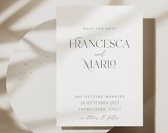 Minimalistic Save the date Digital Download | Modern Save the date card | DIY Template print, Editable invitation | CHARIO Collection