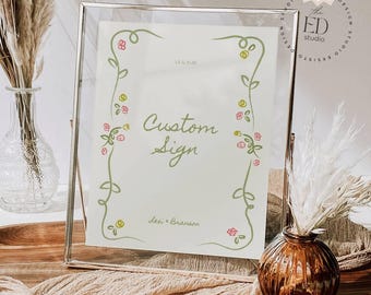 Floral Custom Sign Template: Hand-Drawn Flower Illustration (Digital Download), 015