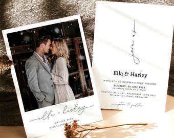 Minimal Photo Wedding Invitation Template | Editable Invite | DIY Wedding Invite Printable | Digital Download Template