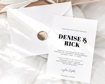 Modern Printable Wedding Invitation Template, DIY Editable invitation, Digital Wedding Invite with Dress Code  - RHEMA collection