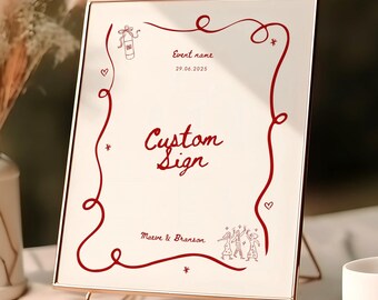 Custom Wedding Sign Template: Hand-Drawn Italian Dinner Illustration (Digital Download), 068