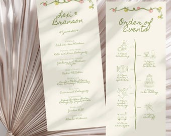 Hand-Drawn Floral Wedding Program Template: Quirky Order of Service, Digital Download, 015