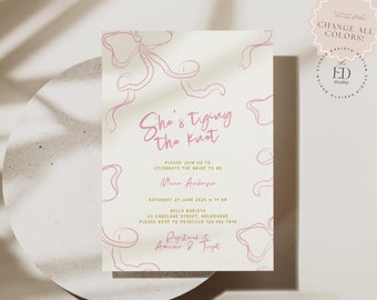 Hand-Drawn Bow Bridal Shower Invitation Template (Digital Download), 101