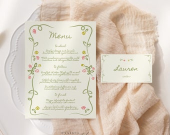 Floral Border Menu and Place Card Template (Digital Download), 015