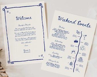 Doodle Wedding Welcome Letter & Timeline Template (Digital Download), 053