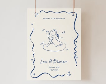 Hand-Drawn Couple Wedding Welcome Sign Template (Digital Download), 010