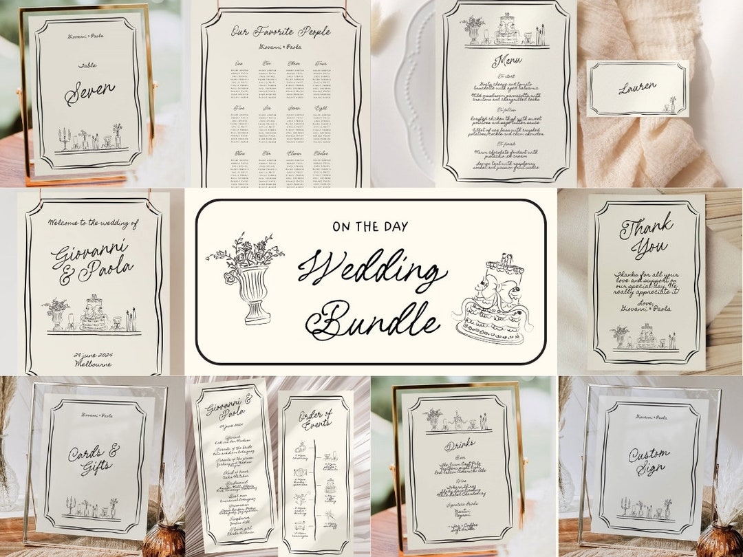 Hand-drawn Cake Wedding Bundle Template (digital Download), 022 - Etsy