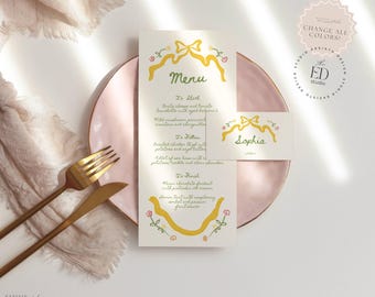 Hand-Drawn Floral Menu & Place Card Template (Digital Download), 077