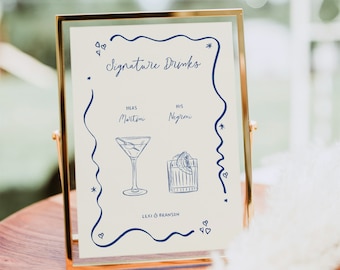 Hand-Drawn Signature Drinks Sign, Wavy Border (Digital Download), 010