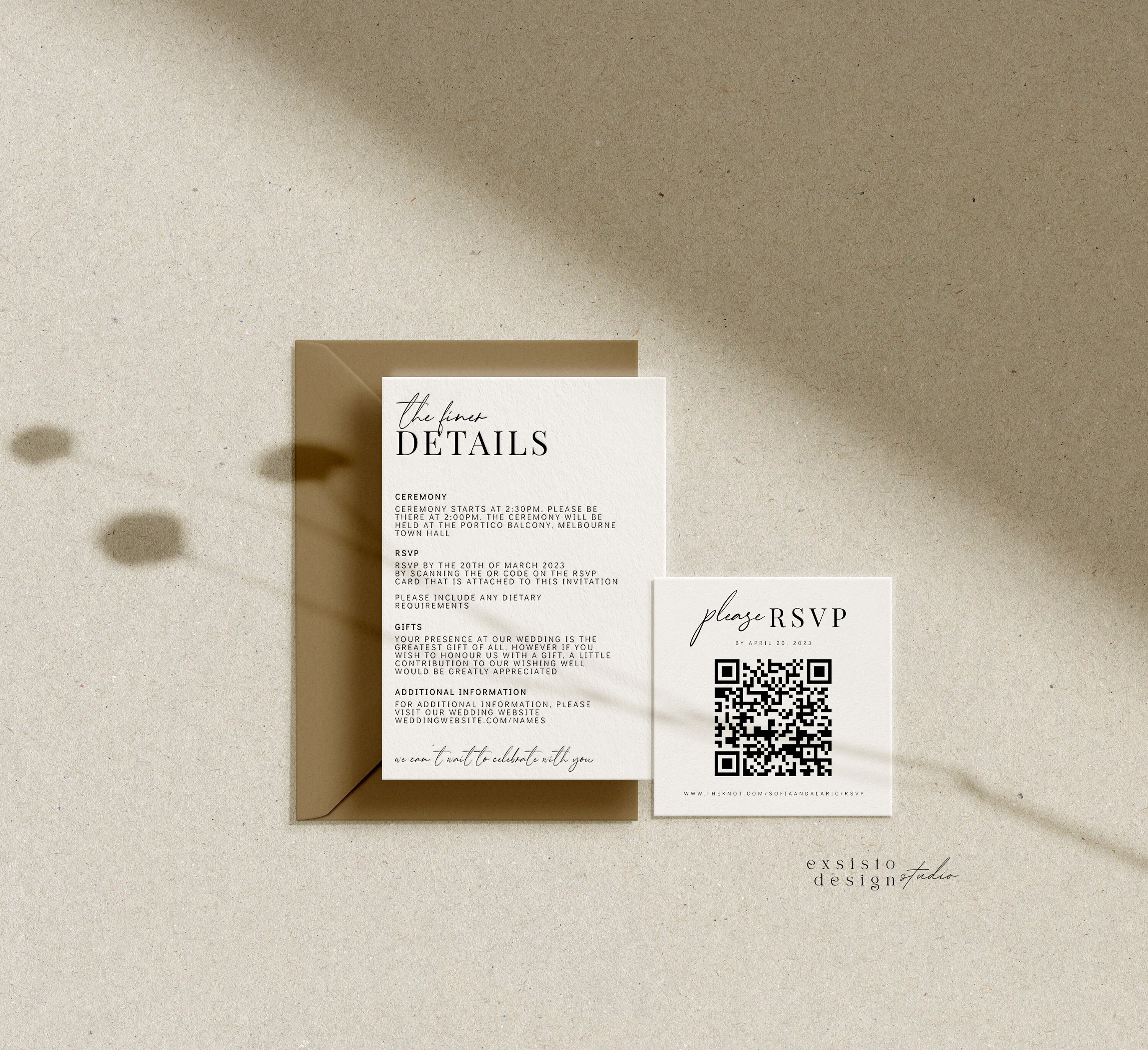 Minimal Wedding Invitation Suite With QR Code, Classy Wedding Invite ...