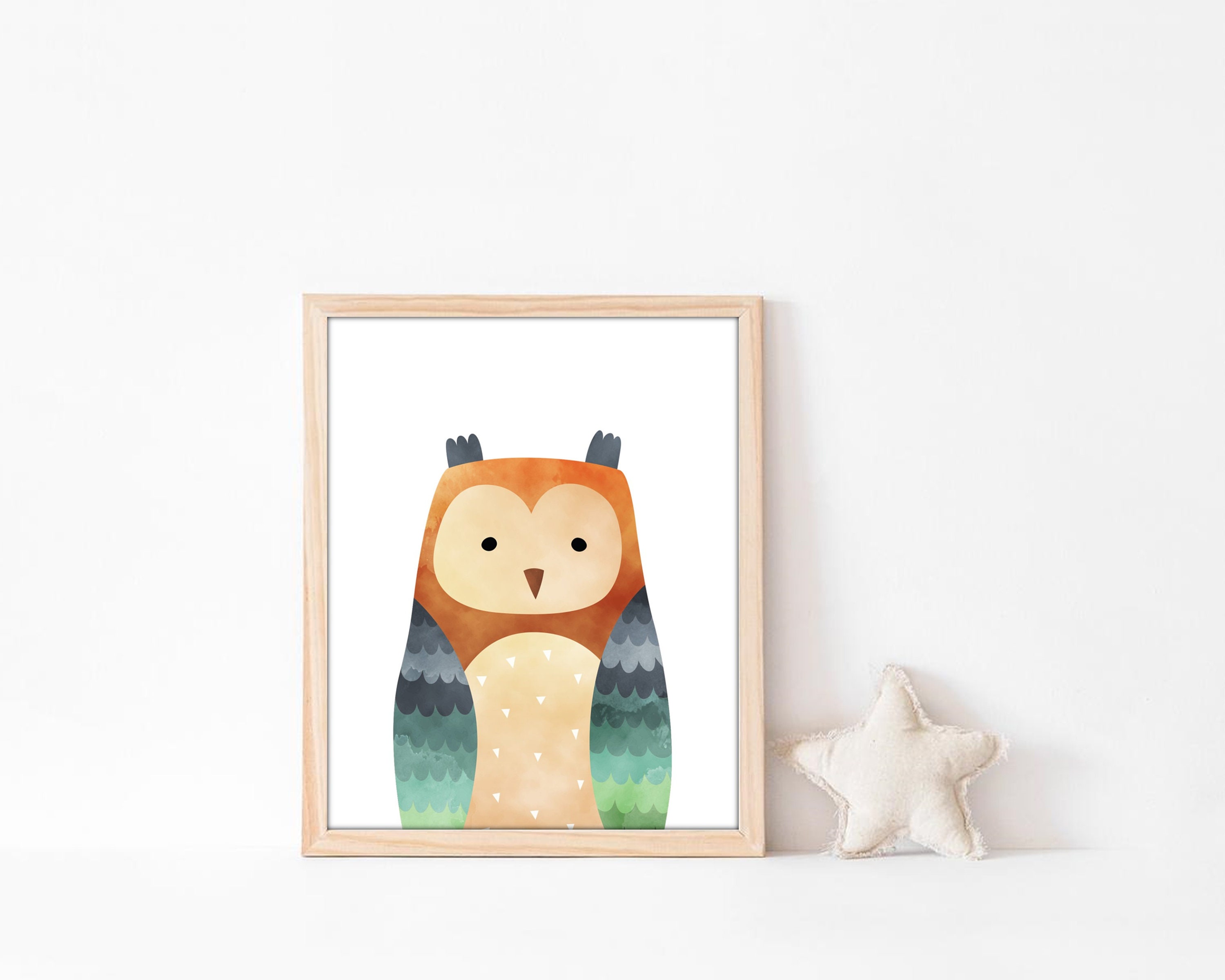 Woodland Owl nursery print Nursery decor Watercolor Owl Etsy