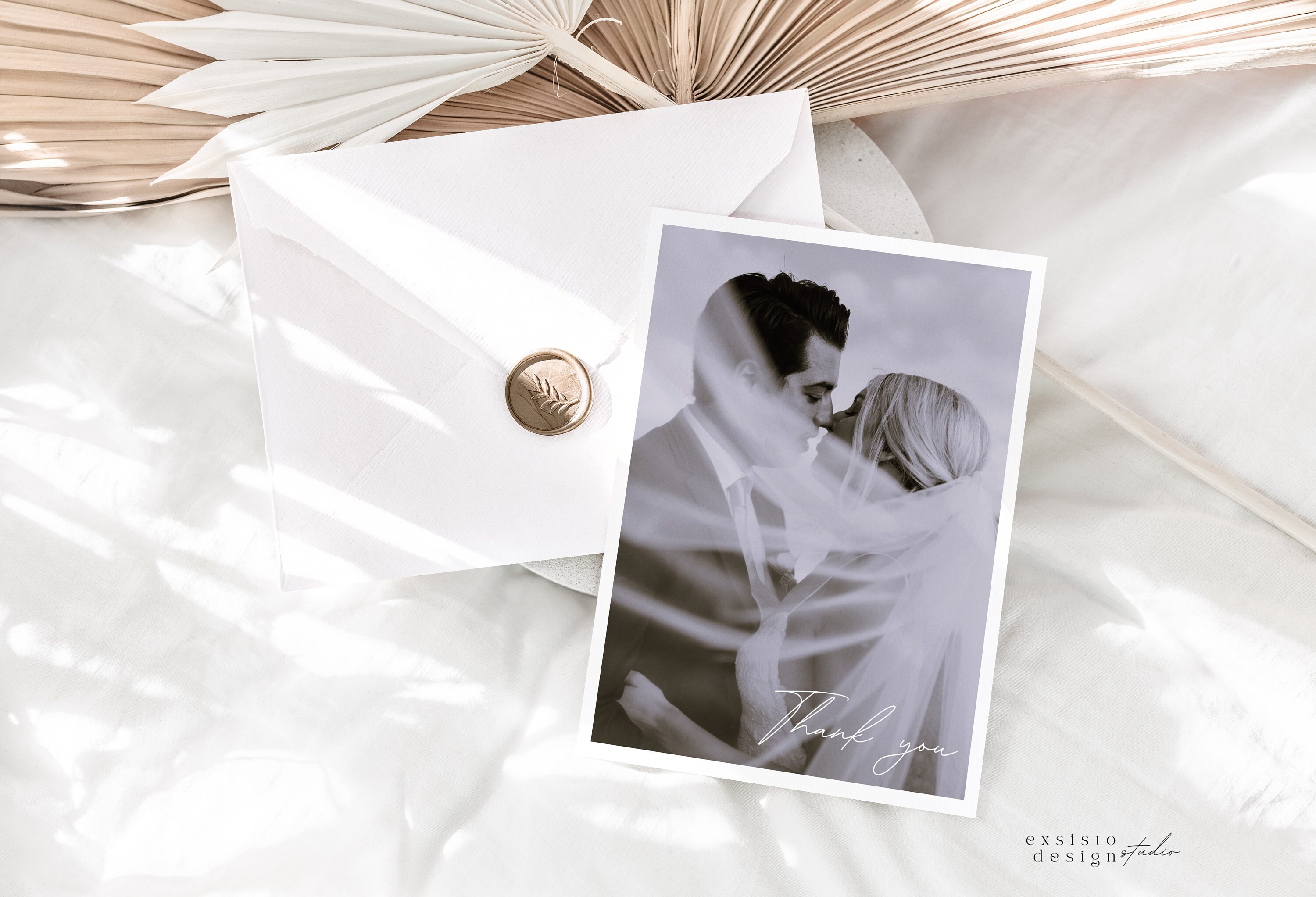 Minimalist Wedding Thank You Card With Photo | DIY Editable Template ...