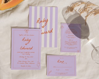 Whimsical Wedding Invitation Set, Hand-Drawn Scribble Design (Digital Download)