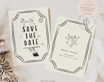 Dancing Couple Save the Date Template: Whimsical Wedding Announcement (Digital Download), 091