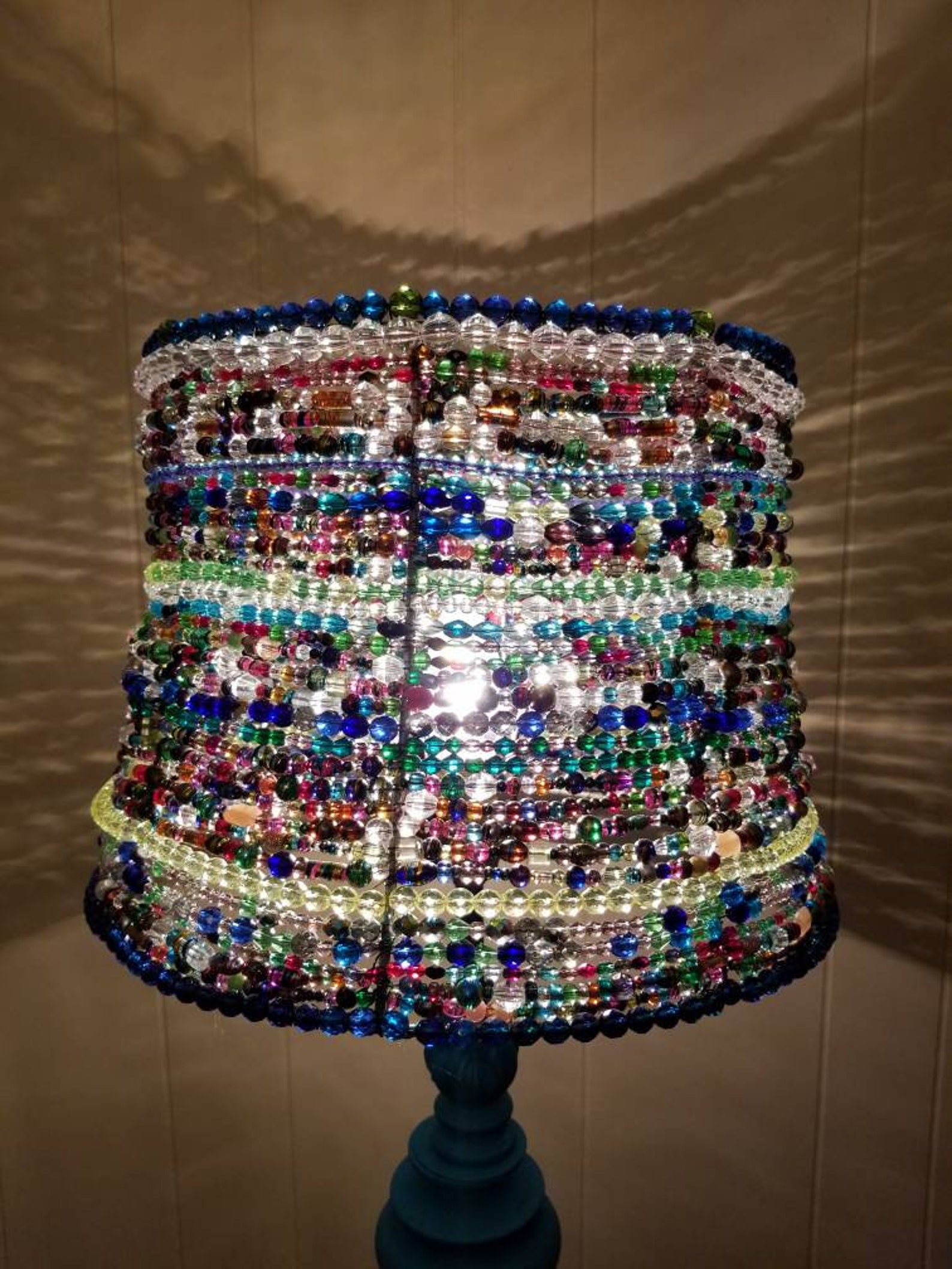 Glass Beaded Lampshade, Boho Lampshade, Barrel Lampshade Etsy