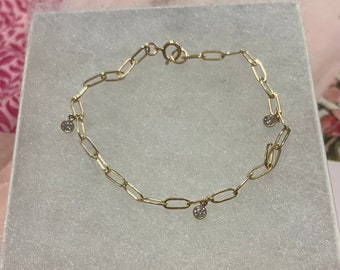 Gold filled paperclip chain bracelet