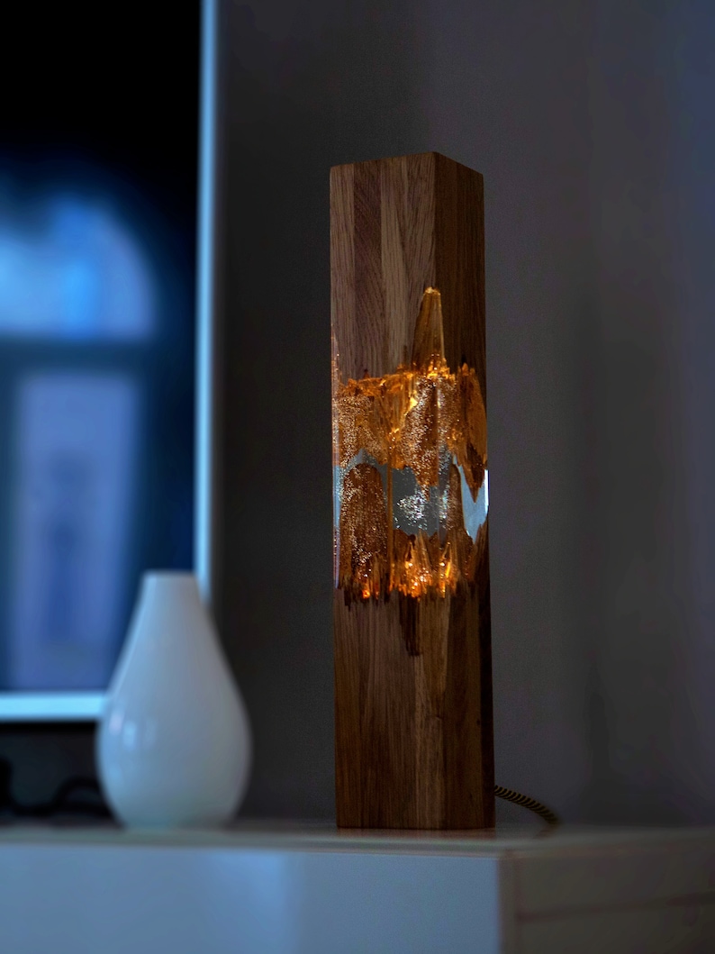 Epoxy Wood Lamp Lamp Night Lamp Resin Table Decor Decor Etsy