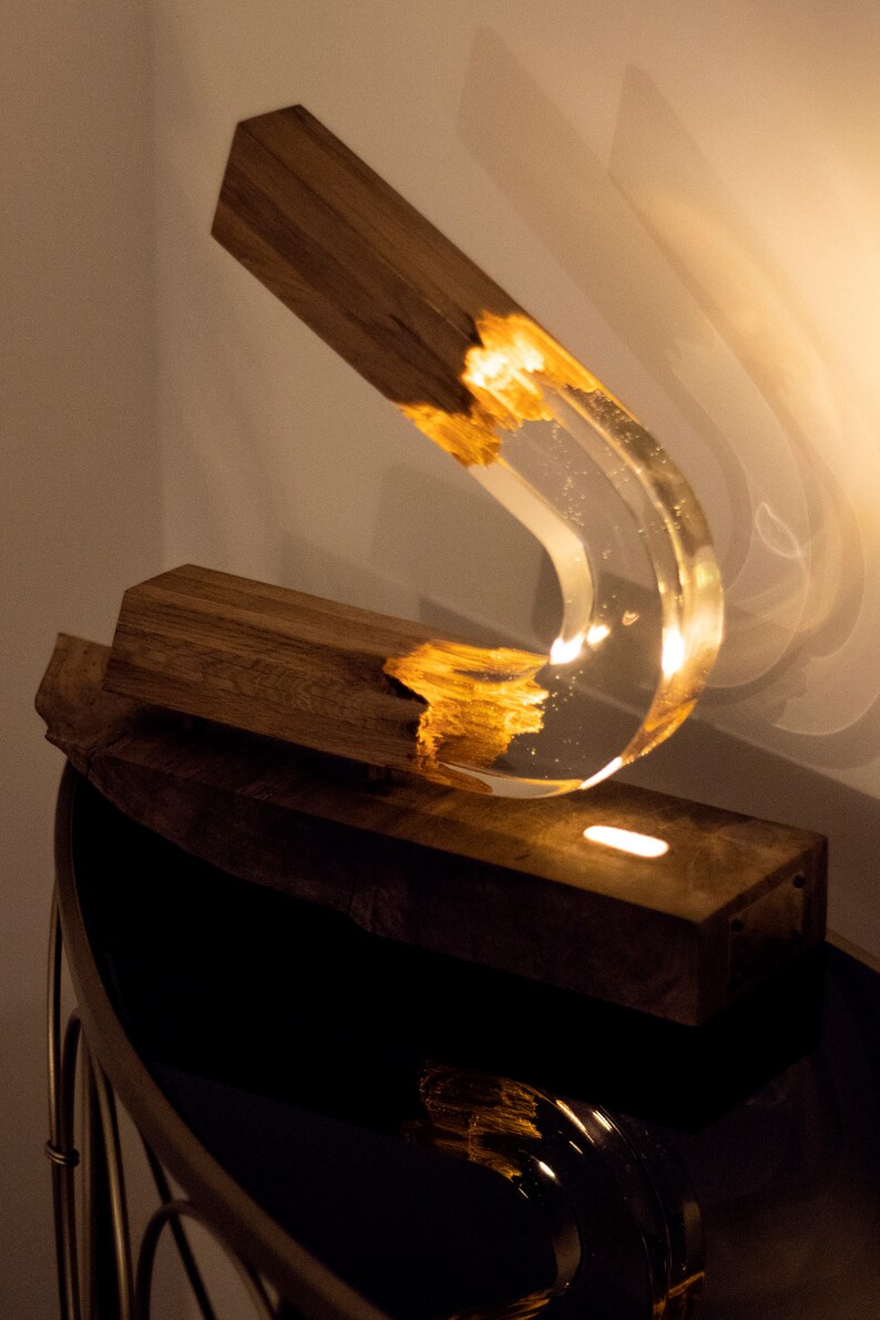 Gebogene Lampe Epoxy Holz Lampe Nachtlampe Harz Etsy