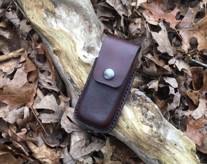 American Made Leather Belt Sheath with Snap for EDC (folding knives, spray, tasser, magazine, or other edc gear)