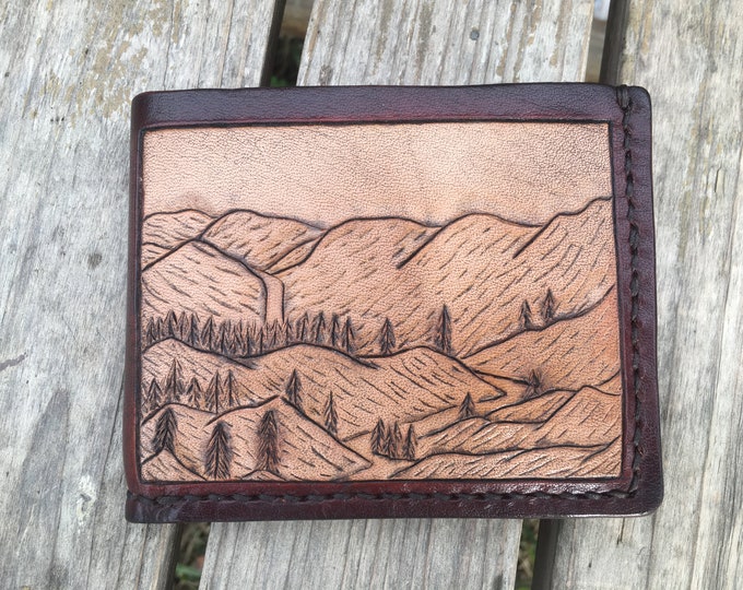 Custom Handcarved Leather Wallet EDC, American Made