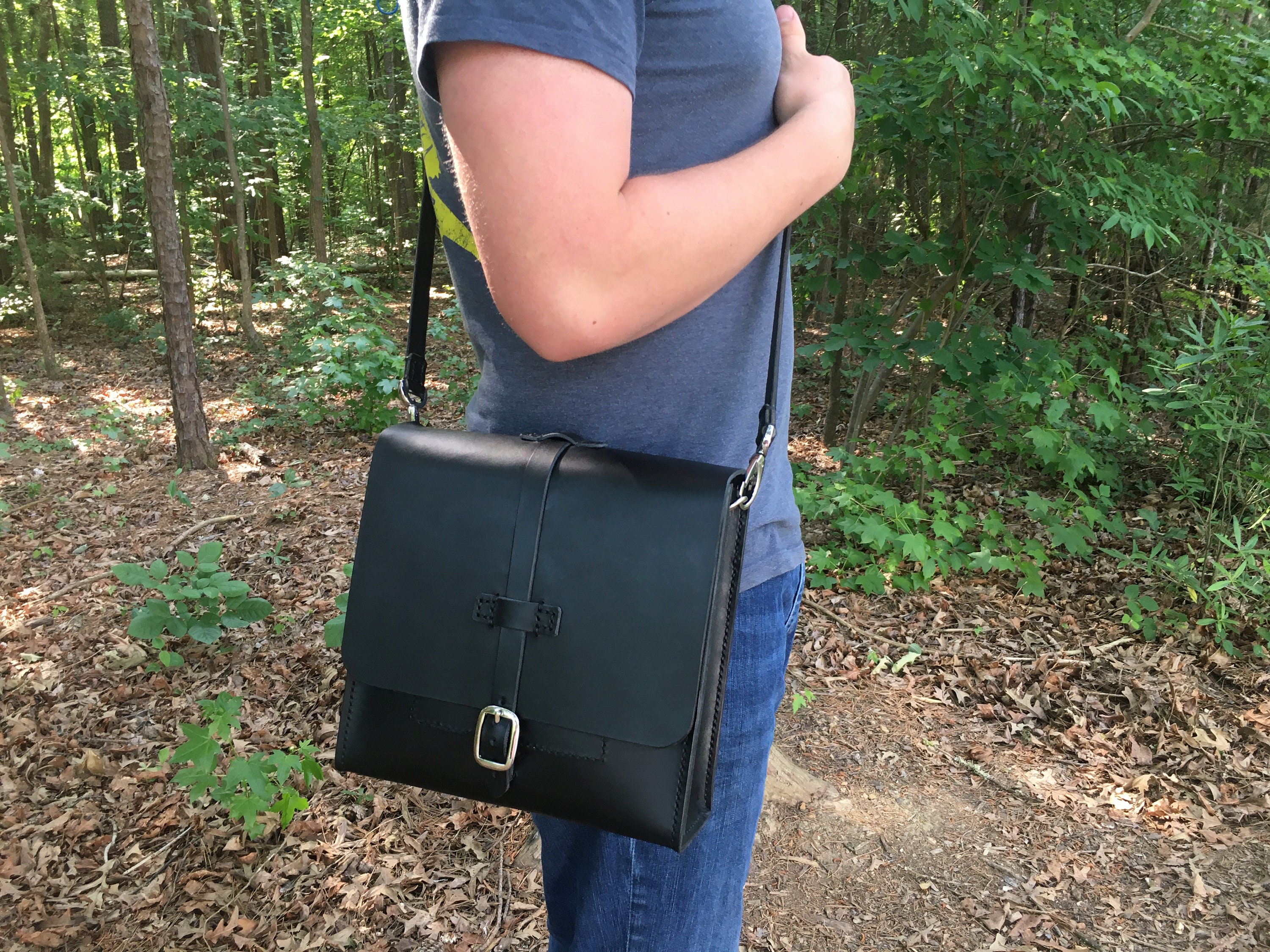 Handmade leather messenger bag, Leather mail bag