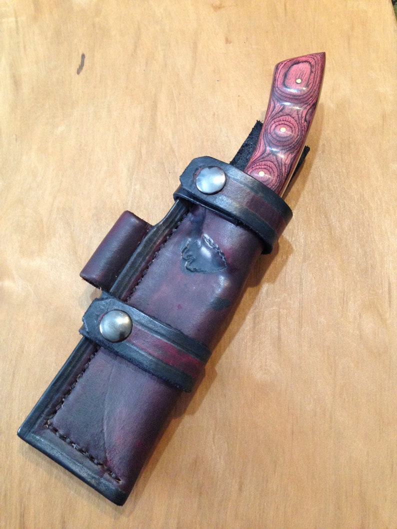 Handcrafted Leather Knife Sheath With Molly and Ferro Rod Etsy