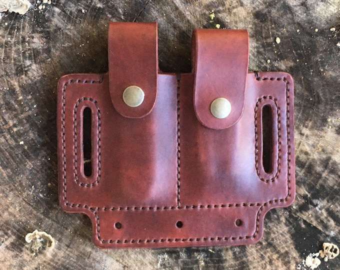 American Made Leather Sheath for 2 Gear (EDC,Multi Tool, Pocket Knife, Leatherman, Buck, Case, Gerber, Victoranox), Molly Capability