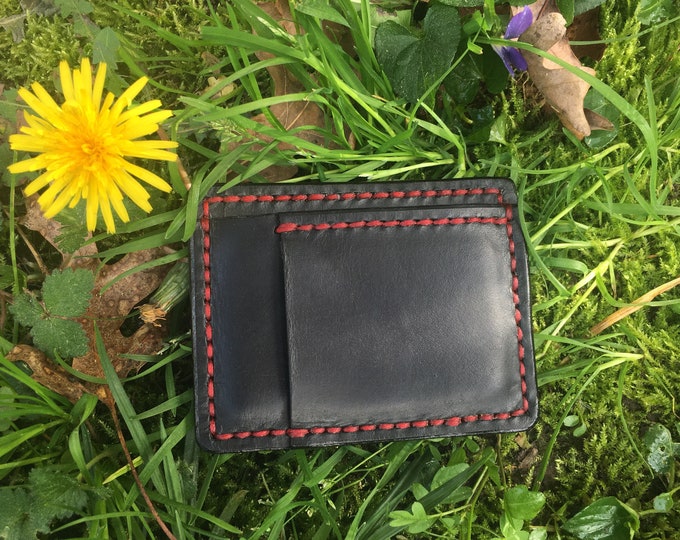 American Made Leather Thin Wallet (Minimalist, EDC, Pocket Organizer, Money Holder, Business Card Holder, Father's Day Gift, Bushcraft)