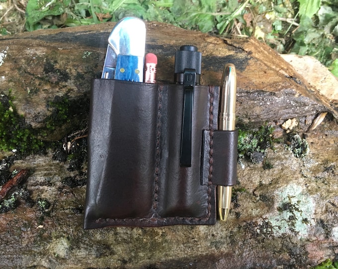 American Made Leather Pocket Organizer (EDC, Victorinox, Case, Buck, Gerber, Space Pen, Pocket Knife, Mini Flashlight)