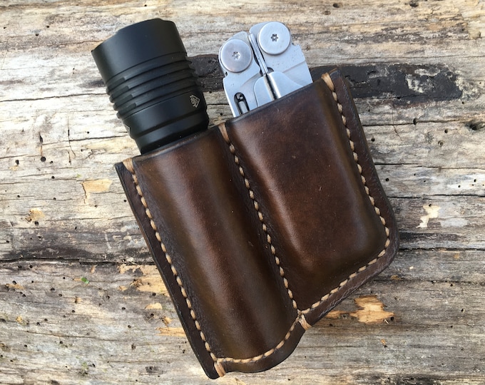 Custom Sheath for Leatherman Multi Tool and Flashlight, American Made