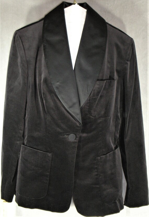 Evan Picone Black Velveteen Jacket Blazer Size 12 