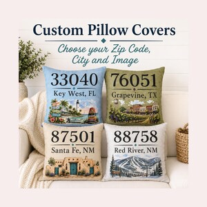 Custom Hometown Zip Code Pillow Cover | Custom City & State Pillow | ZIP Code Decor | Neighborhood Pillow | Personalized Housewarming Gift