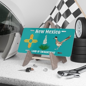New Mexico Lover Vanity License Plate, New Mexico Gift, Zia - Yucca - Roadrunner, Front License Plate
