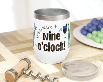 Wine O'Clock Tumbler | Stainless Steel Cup | Wine Lover Gift