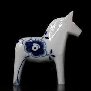 RARE Royal Copenhagen Dala Horse Porcelain figurine #570. Blue fluted Mega. RC collectors Must-have piece