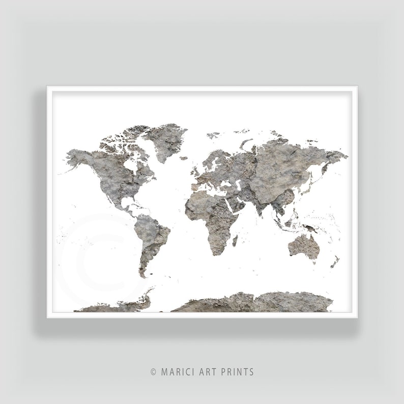 World Map Printable Wall Art World Map Including Antarctica - Etsy