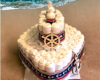 Diaper Sailboat, Diaper Tugboat, nautical diaper cake, Diaper Cake, Custom Diaper Cake