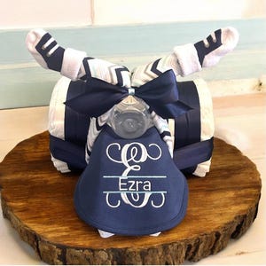 Diaper Tricycle Baby Shower Gift, Baby Shower Centerpiece, Diaper Cake for Boy or Girl, Personalized New Baby Gift Bild 18