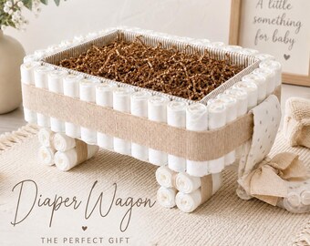 Boho Windel Wagen Baby Shower Herzstück Neutral Baby Shower Decor Beißring Baby Geschenk Rustikal Baby Shower Tischdekoration